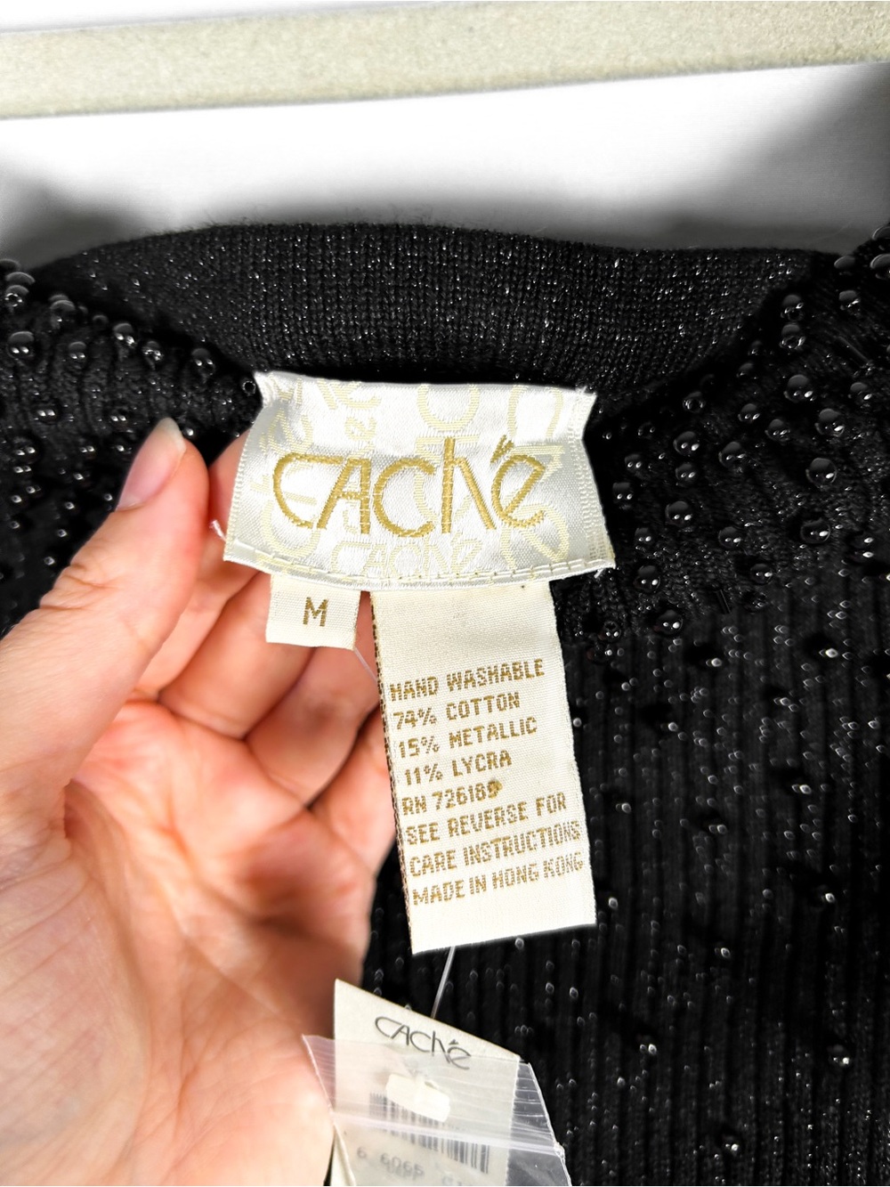 NWT Vintage Caché Gold Label Beaded Knit Strapless Tube Top Metallic - Deadstock - Picture 4 of 8